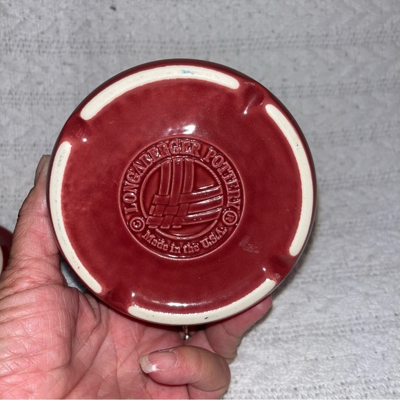 Longaberger Salt Crock Pottery Woven Traditions Canister With Lid / Coaster - Picture 6 of 9